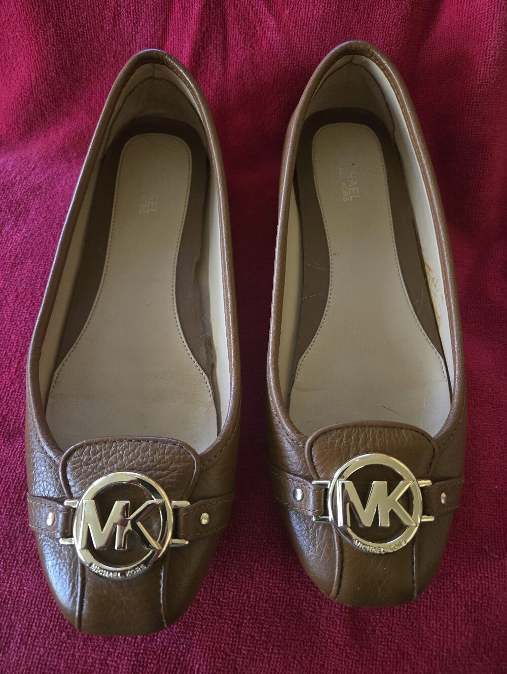 Michael Kors Brown Leather MK Logo Moccasin Flats